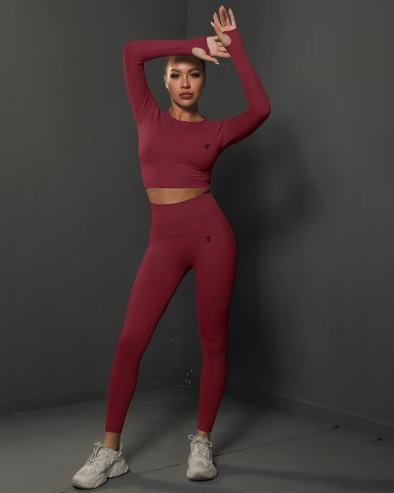 DJP Red Bordeaux Long Gym Suit